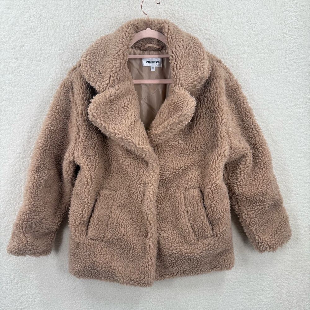 Vigoss Faux Shearling Teddy Coat Size M NWT